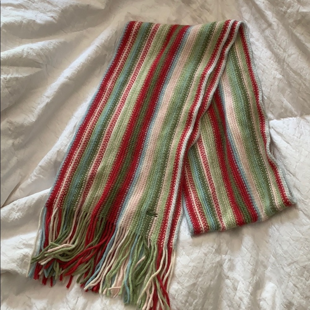 Multicolored Lacoste Tassled Wool Scarf